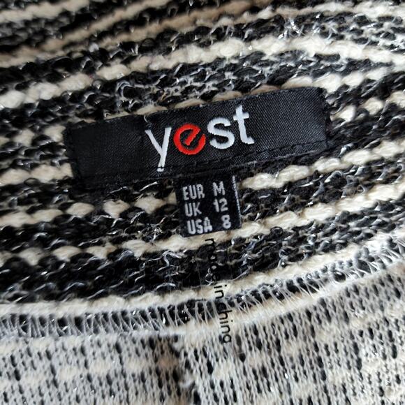 YEST sz 8 US black gray cotton wool snap front jacket tweed bodice Netherlands - Picture 7 of 8